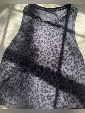 Athleta Black and Charcoal Leopard Racerback Tank